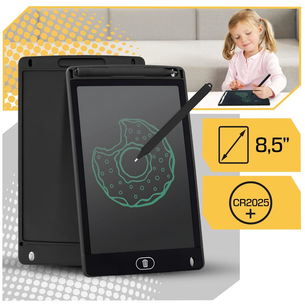 TABLET GRAFICZNY DO RYSOWANIA ZNIKOPIS TABLICA LCD 8,5" CZARNY DLA DZIECKA Kod producenta Tablet-black Lew 8,5"